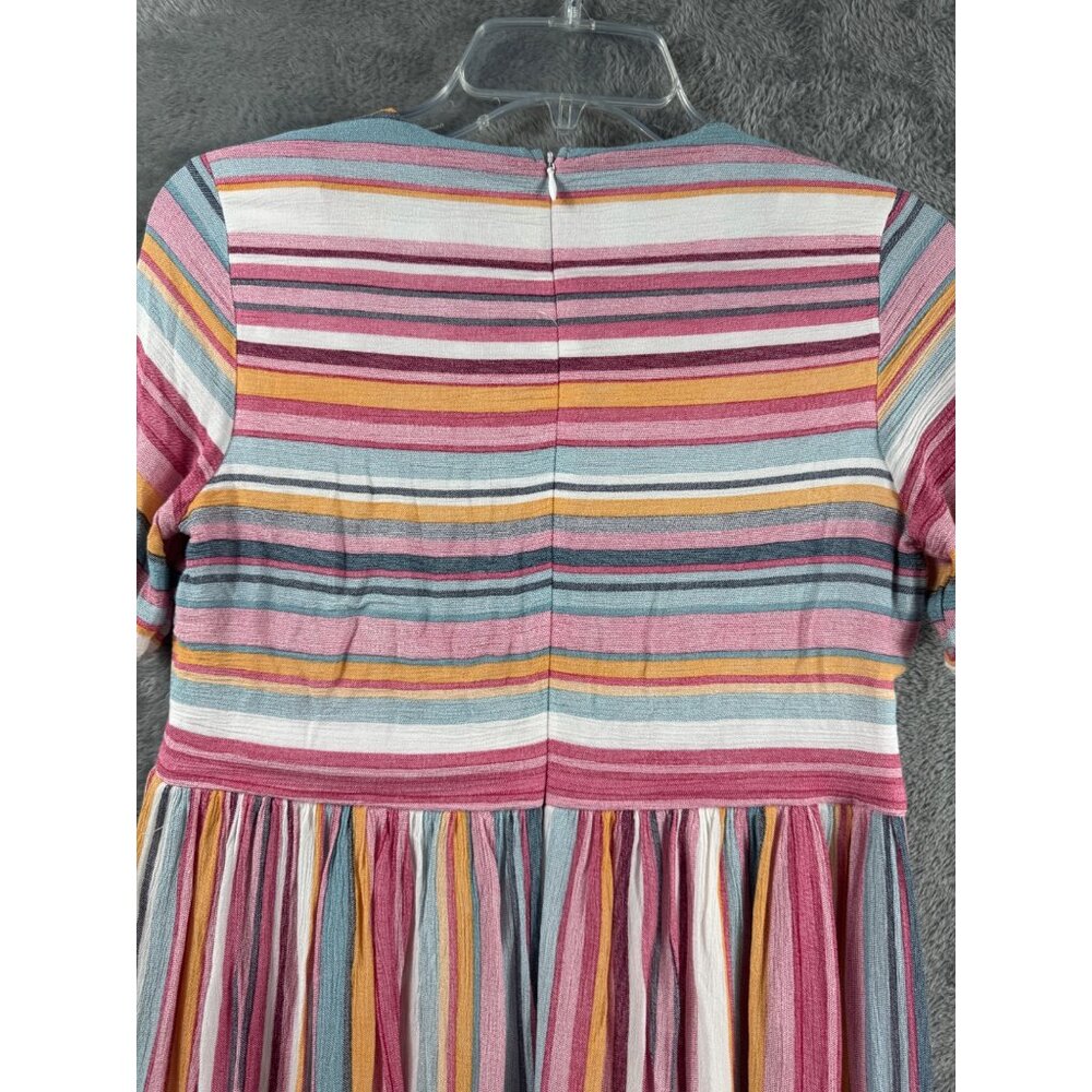 Forever 21 Womans Babydoll Dress Multicolor Striped Short Sleeve Size S - Picture 9 of 10